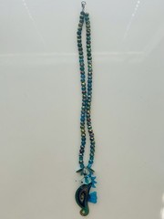 Blown Glass Seahorse And Glass Bead Necklace