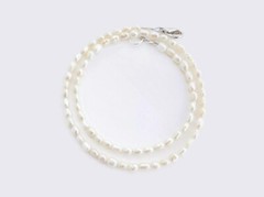 Real Rice Pearl Choker Necklace, Handmade with Cultured Saltwater Pearls