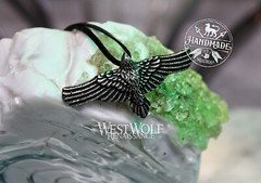 Flying Raven Pendant — Viking/Norse/Crow/Necklace/Silver/Pewter/Animal Spirit