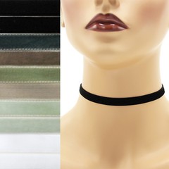 Black+ Velvet Choker 3/8 inch (9 – 10 mm) wide custom adjustable ribbon necklace