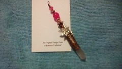 FAIRY Fairies Dark Pink Quartz Madagascar Point Crystal PENDANT Wand Ornament