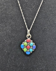 Gemstone Sterling Silver Statement 18″ multi gemsotne Pendant 3.9g
