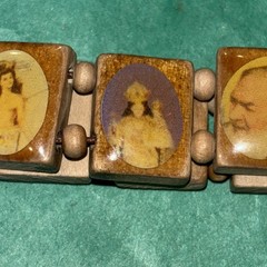 Christian Religious Bracelet Jesus Saints Art Scrabble Stretch Reversible