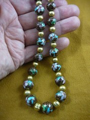 (v259-7) Chocolate brown Cloisonne traditional beaded bead Necklace JEWELRY