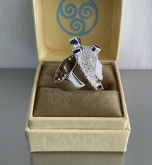 Sajen Silver Carved Goddess Ring Multi Gemstones 925 Sterling Silver Size 7