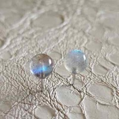 Natural Moonstone 5mm Round Beads Earrings Silver Simple Fine Stud Earring Gift