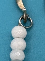 Artisan Made Signed Natural Faceted White Jade Moonstone Quartz SS 925 Earrings