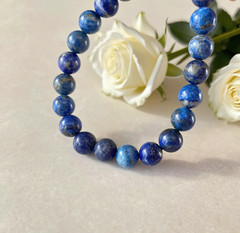 Lapis Lazuli 7mm Beads Bracelet |Genuine Stone Healing Properties Boho Chic Gift