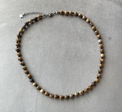 PICTURE JASPER Minimalistic Beaded Unisex Choker Necklace 17.5” Handcrafted