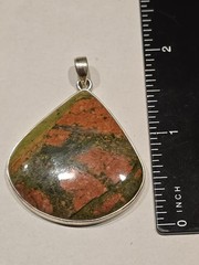 Sterling Silver 925 Unakite Stone Pendant