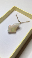 #412- 7.50ct Genuine Freeform Ethiopian Welo Opal on a 925 Sterling Silver Chain