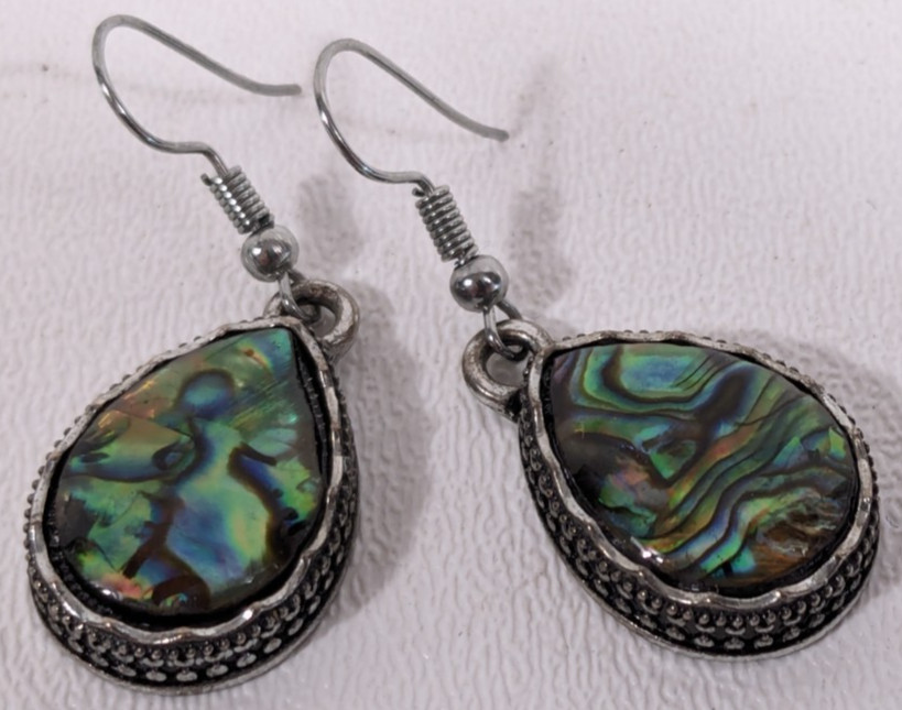 Abalone Shell Tigers Eye Drop Earrings Beautiful Fancy Jewelry