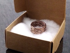 Size 5 Antique Brass / Copper Twist Wire Turks Head Knot Ring Hand made tied