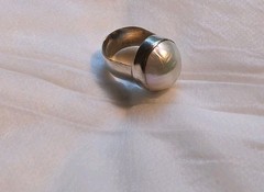 BEAUTIFUL & Unique*Jody Ochs Mabe Pearl* Sterling Silver Band Ring *apprx Sz 5*