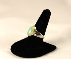 Sterling Silver Ring Ethiopian Opal Gemstone Handcrafted Size 9