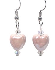 Handmade Light Pink Heart Earrings Valentine’s Day Anniversary Women Gift