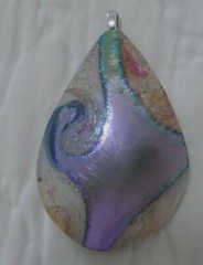 Large K Lotton Art Glass Pendant K-#8 Lotton Studios New w. Tag 2-5/8″ x 1-3/4″