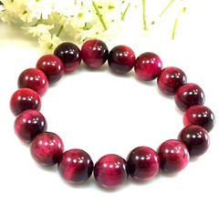 12mm Hot pink tigers eye stretchy bracelet healing gemstone stretchy women
