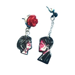 Chemical Romance Earrings Red Rose & Couple Art Acrylic Dangle Alt Rock Jewelry