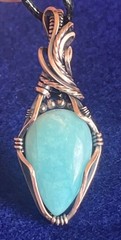 Amazonite ~ Handmade Copper wire wrapped pendant jewelry 10j