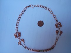 Handmade Copper Wire Necklace With Green Aventurnine Beads 4mm