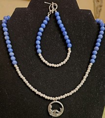 Mermaid Dreams! OOAK 16″ Necklace. Handmade 3mm Glass Pearls And Heart Toggle
