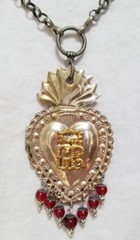 ANTIQUE MILAGRO Pendant NECKLACE Heart EX-VOTO Silver & Gold OOAK Handcrafted