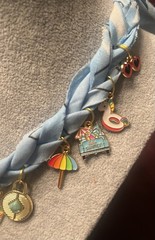 Handcrafted Light Blue Bandana Boho Necklace, Summer Charms, Beach Jewelry
