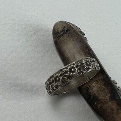 Sonoran Gold Turquoise Sterling Silver Ring 7.75 Artisan Handcrafted Floral Band