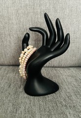 Set Of 3 Freshwater Pearl Bracelets 6.75-7” White Peach Mauve