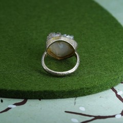 Size 7 vermeil gold over Sterling 925 silver teardrop ring metallic druzy stone