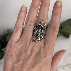 Vintage Zuman Israel Sterling Silver CZ Artisan Design Ring Size 8