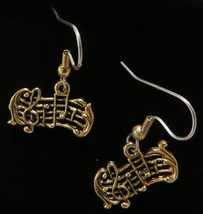 Music Staff Earrings 24 Kt Gold Plate Treble Clef Notes Band Orchestra Symphony