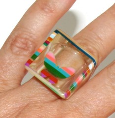 Sobral Rio+20 Borboleta Stripe Butterfly Artist Made Ring Sz 8.5 Damaged/Flawed
