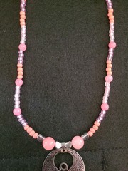 Handmade Goddess Isis Metaphysical Crystal Rose/Cherry Quartz Collar Necklace