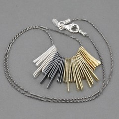 Retired Silpada Sterling Silver & Brass LET’S HANG OUT Fringe Necklace N3032