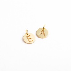 Initial Letter Pendant Necklace 14k Solid Yellow Gold Open Circle 10mm Charm