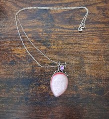 Sajen Pink Drusy & Volcanic Mystic Quartz Sterling Silver Pendant Necklace 18in