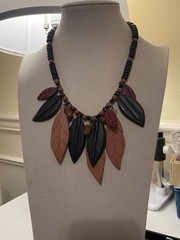 Red Brown And Black Wooden Bead Necklace