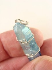 1.6″/43mm Aqua Aura Quartz sterling silver wire wrapped Pendant #325
