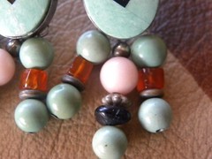 JUAN WILLIE FOX TURQUOISE MULTISTONE INLAY EARRINGS 2″