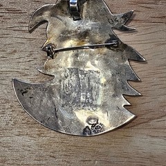 Taxco Mexico Sterling Silver and Abalone Aztec Warrior Chieftan Brooch & Pendant