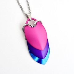 Large bisexual pride chainmail scale pendant handmade by TattooedAndChained