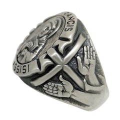 Saint Francis of Assisi Sterling Silver Christian Men’s Ring Stigmata Handmade