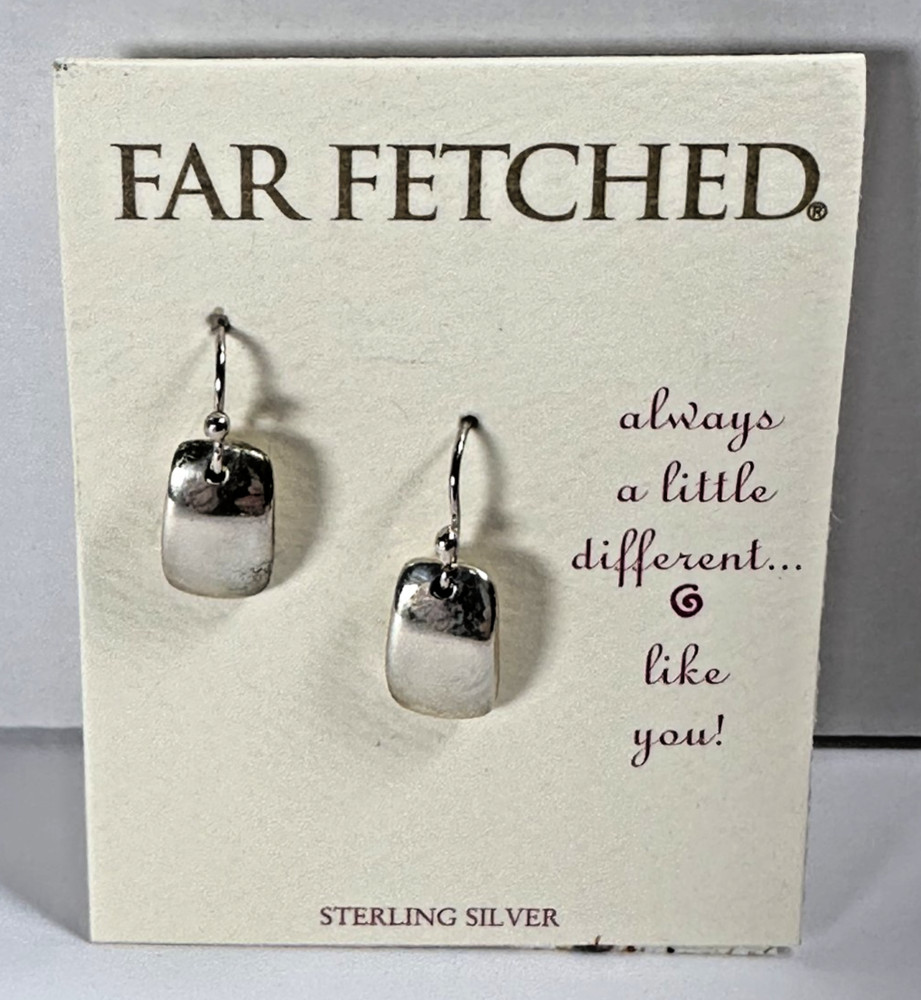 NEW Vintage FAR FETCHED Blank Rectangle Tab EARRINGS .925 Sterling Silver NWT