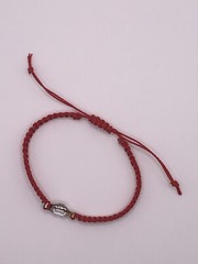 Handmade Red Macrame Square Knot Adjustable Bracelet with Crystal-like Connector