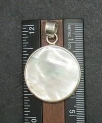 01 Pendant 925 Sterling Silver Natural Mother of Pearl Shell Jewelry 27mm Round