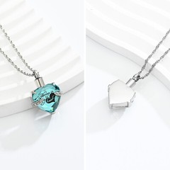 Crystal Cremation Jewelry for Ashes – Heart Urn Pendant Memorial Ashes Necklace