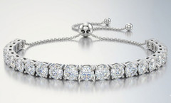 17 Ct White Diamond Tennis Bracelet, Adjustable Style – Free Diamond Studs