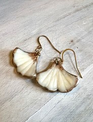 Earrings Statement Earrings Handcrafted Artwork White Floral Ginkgo Flower